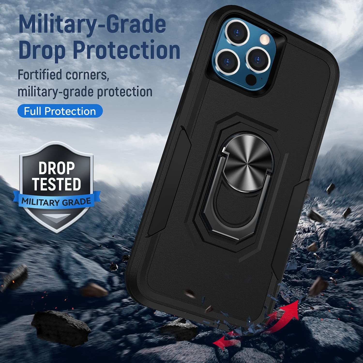Coque robuste avec anneau pour iPhone 16 Pro Coque robuste avec anneau pour iPhone 16 Pro